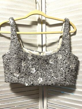 NWT FRAY boutique size medium sequined tweed cropped tank top